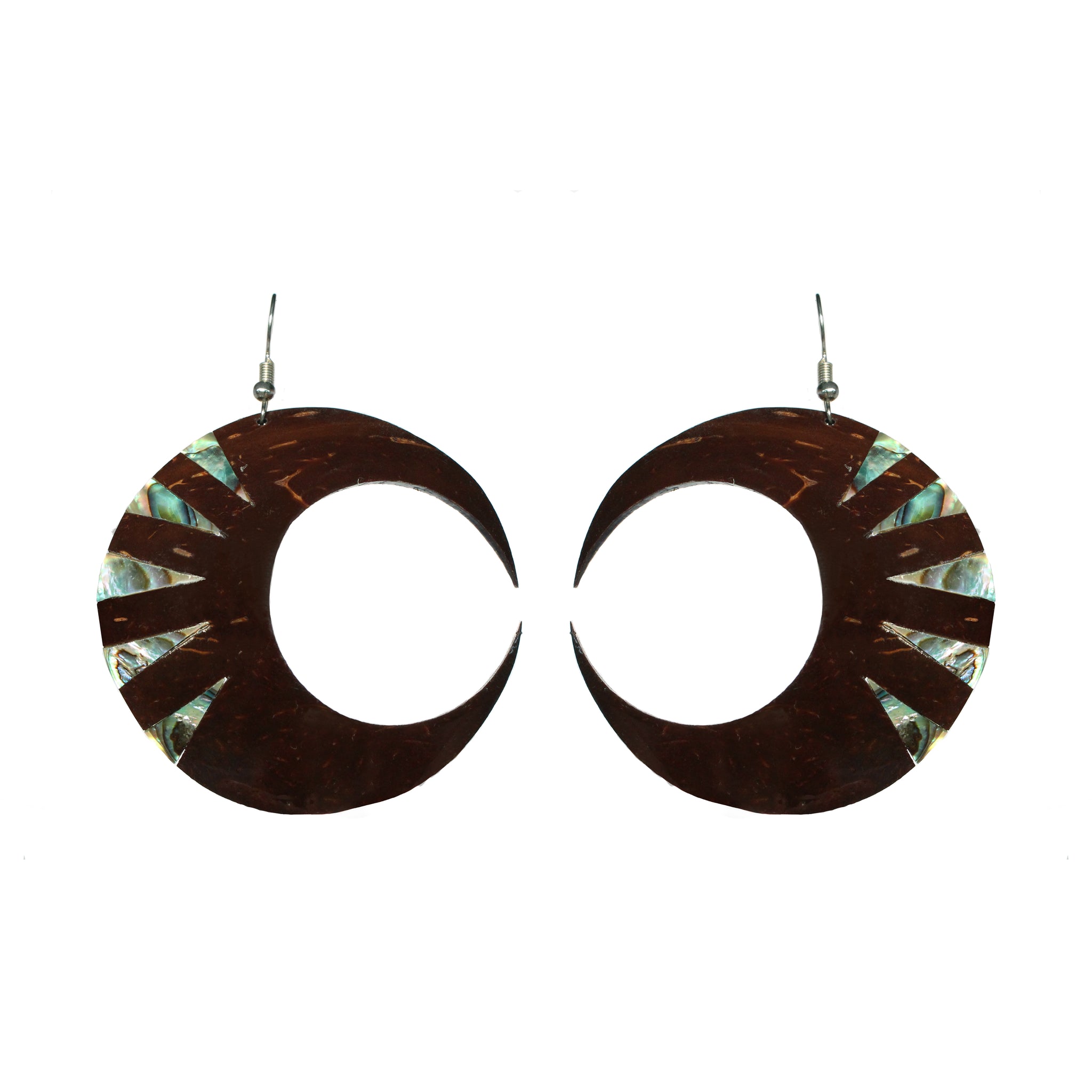 Coconut Earrings - Crescent Paua